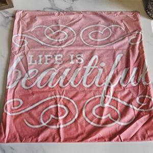 NIP - Pink 'Life is Beautiful' Decorative Pillow Case